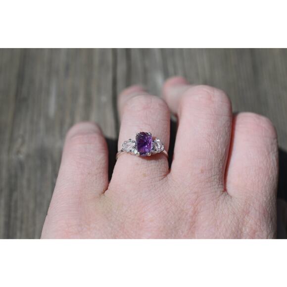 Amethyst and rose quartz sterling silver ring size 3 4 5 6 7 8 9 10 11 12 13 - Picture 5 of 6
